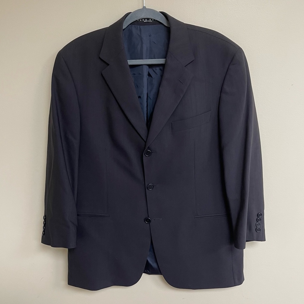 Hugo Boss Einstein Sigma 100% Virgin Wool Black Button Up Blazer Size 40s